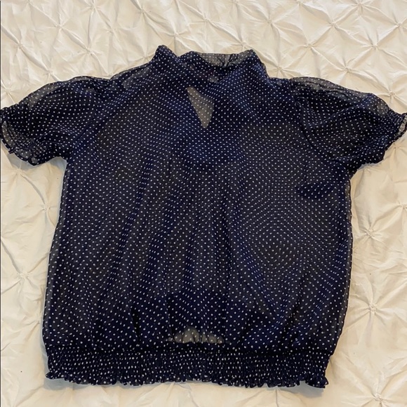 Chiffon navy polka dot blouse - Picture 4 of 4